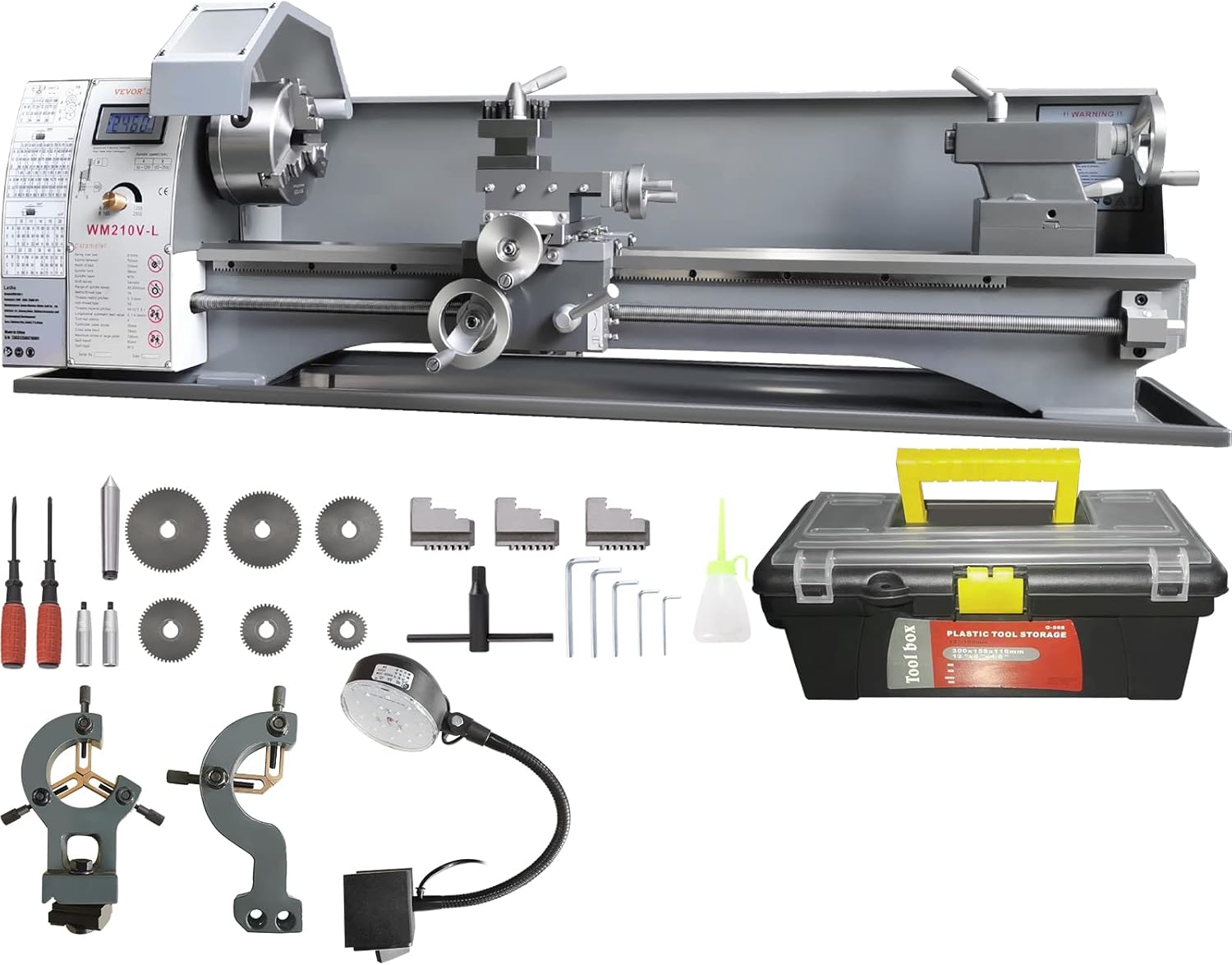 8.3'' x 29.5'' Precision Benchtop Metal Lathe with Tool Box W490