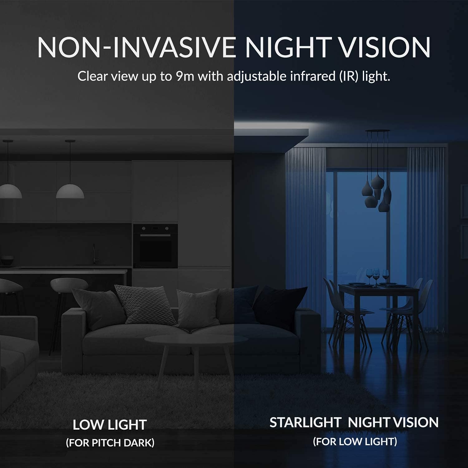 2K WiFi Indoor Security Camera 360-degree with Night Vision, 2-Way Audio, 2pc G60374