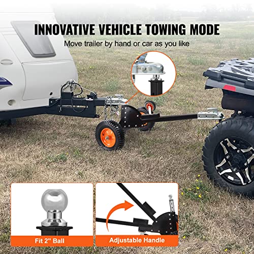 Adjustable Trailer Dolly with 1-7/8'' Hitch Ball & 10'' Solid Tires, 16''-24'' Adjustable Height, 600lbs Tongue Weight Capacity S486