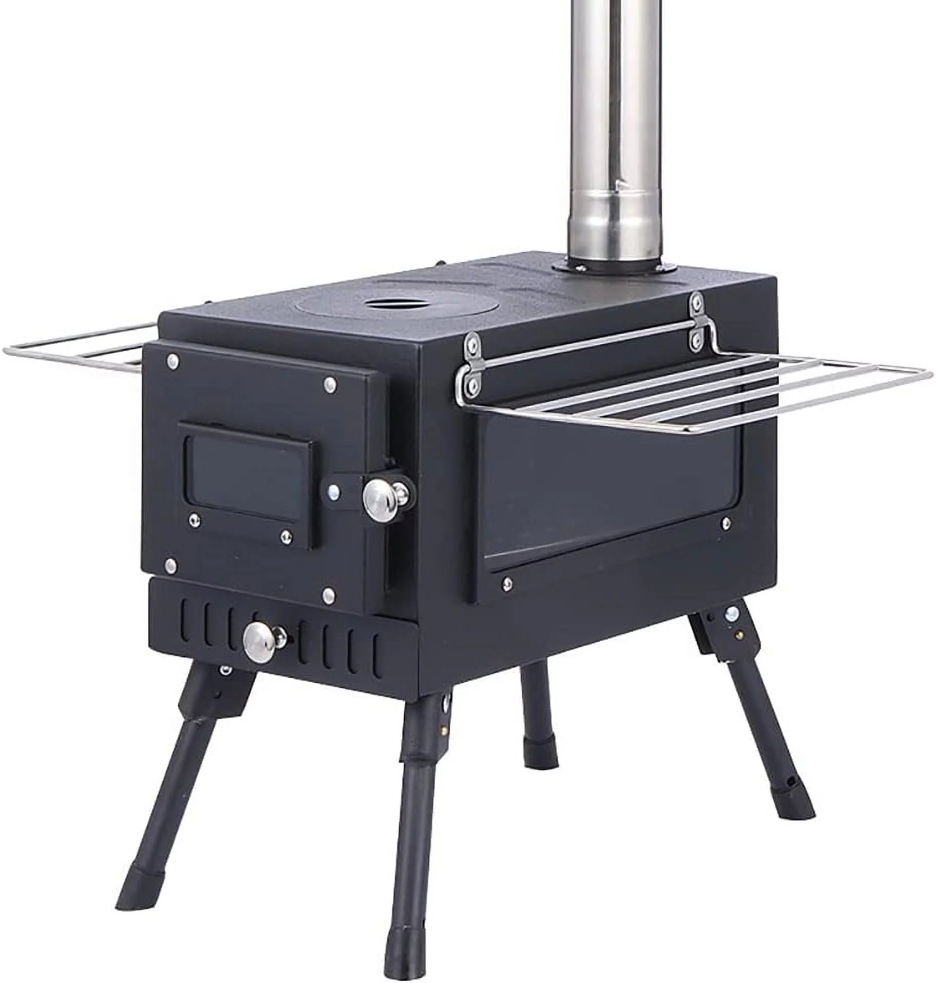 Large Tent Wood Stove with Window and 6 Chimney Pipe L9046