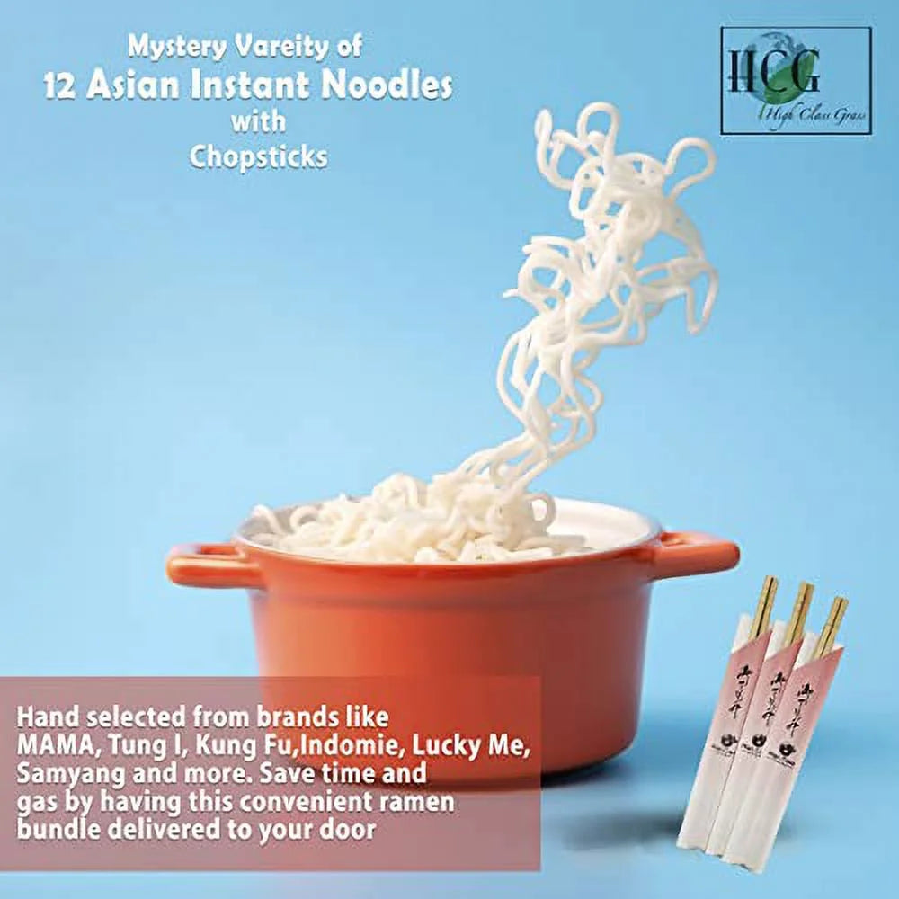 12 Pack Instant Ramen Noodle Variety Pack with Chopsticks N29490