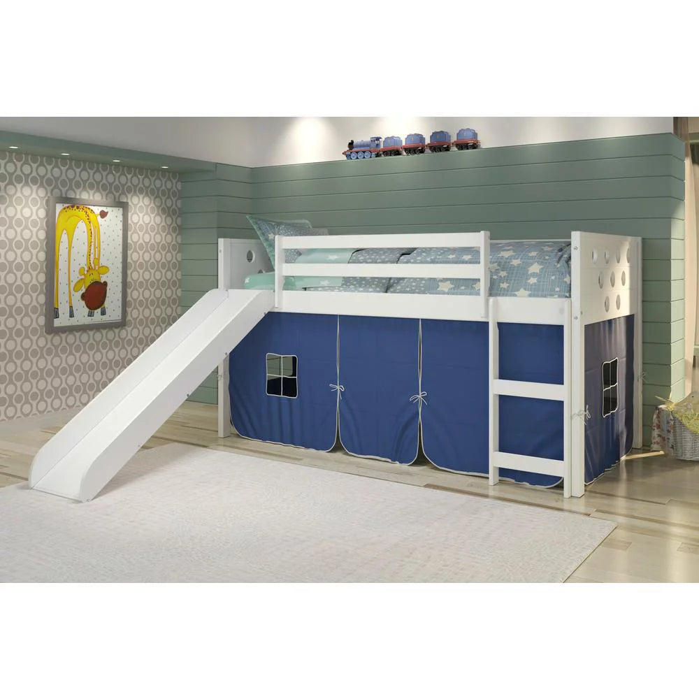 White Lacquer Solid Wood Loft Bed Slide Add On S795418
