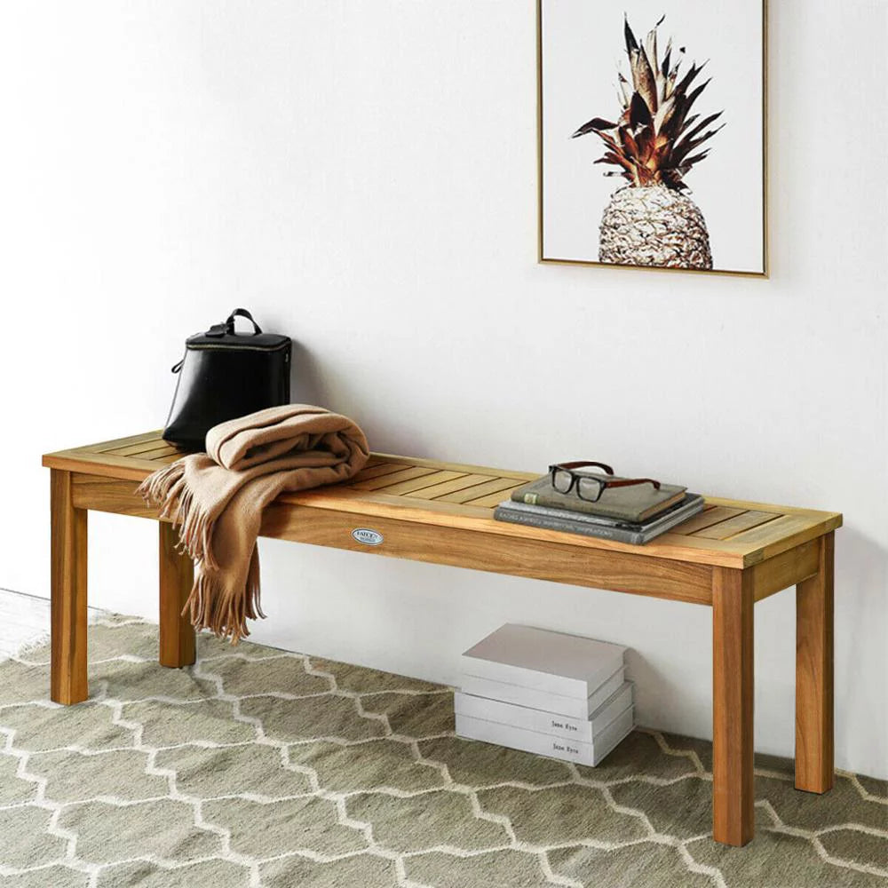 Outdoor Acacia Wood Dining Bench with Slatted Seat P684
