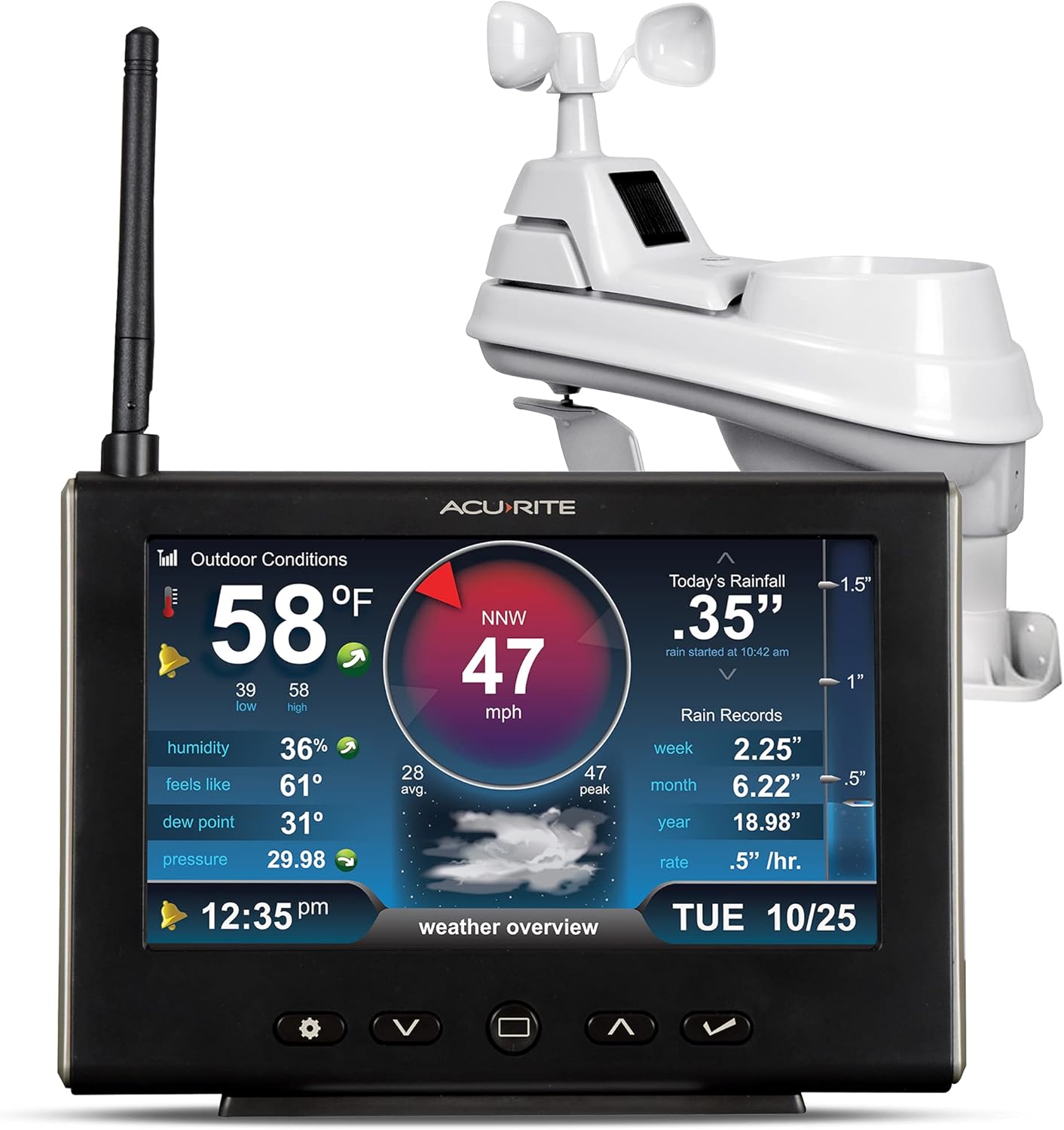White Black Weather Station with HD Display U69875