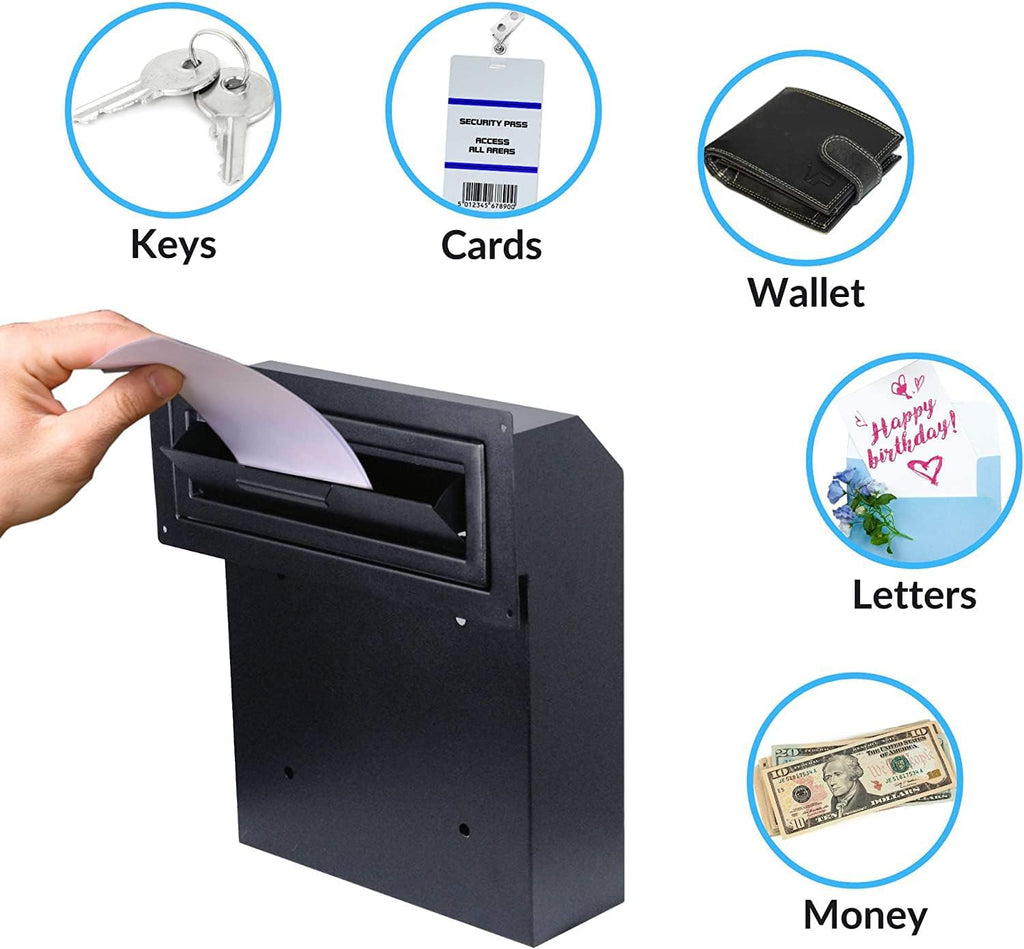 Through The Door Locking Steel Mailbox with Rear Access (Black) J24190