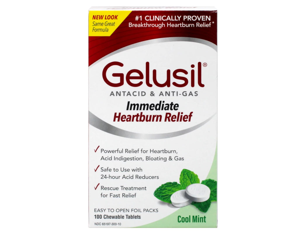 100 Tablets Antacid Anti-Gas Tablets Cool Mint M565093