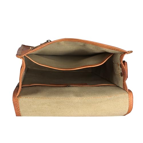Brown 11 inches Leather Crossbody Bag H877