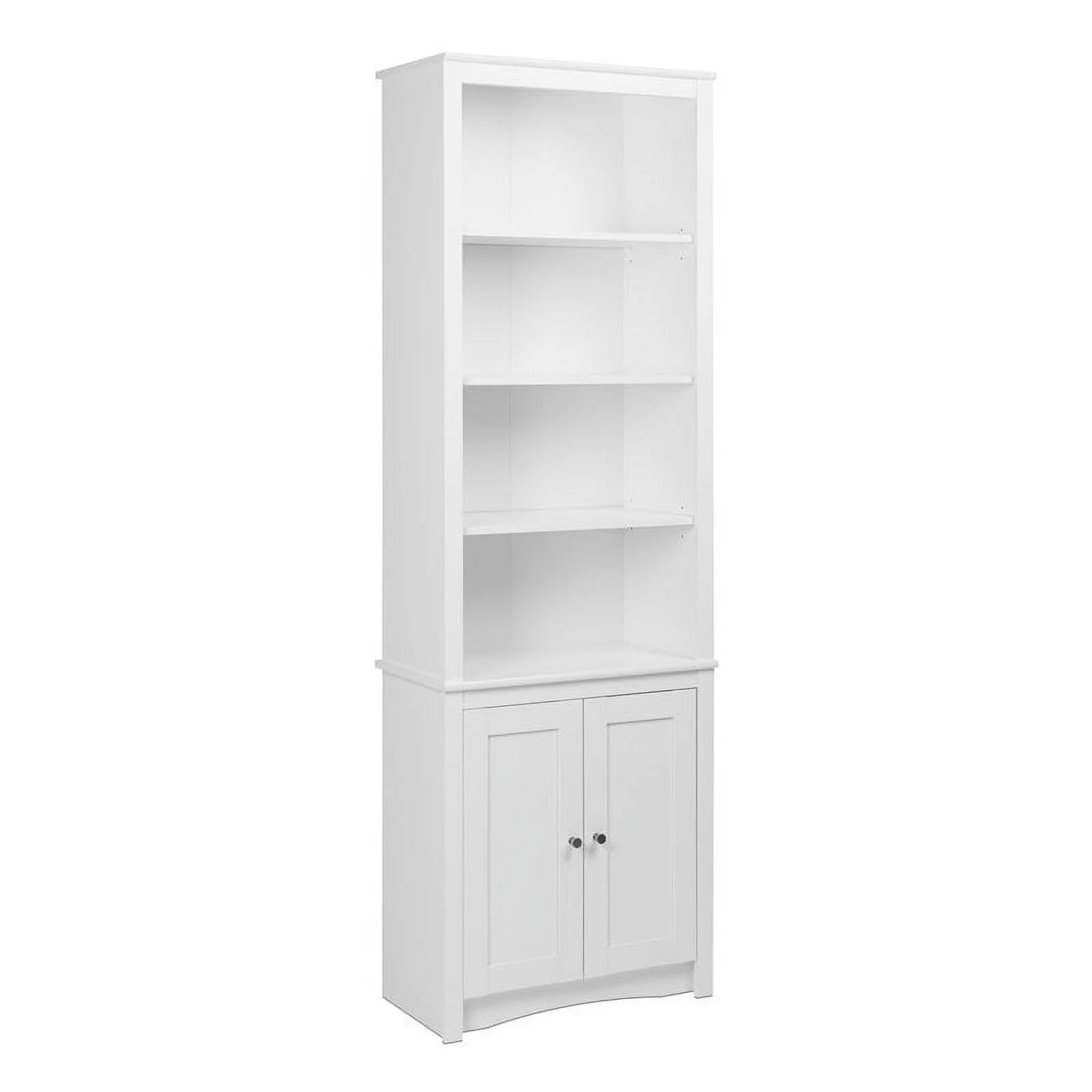 White 6 Shelf Bookcase with 2 Shaker Doors L3912
