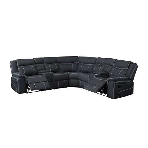 Oversized Manual Motion Recliner 3 Seaters Sofa with LED Strips, USB Ports, Power Sockets and Drop-down Cup Holders H517081