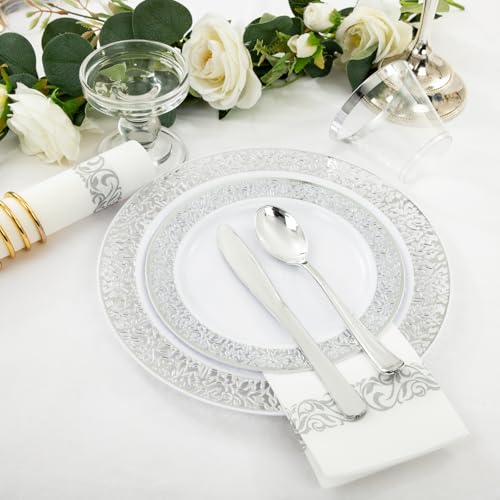 350pcs Silver Party Dinnerware Set B44653