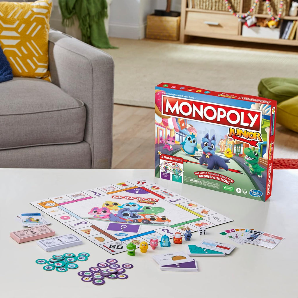 Monopoly Junior Board Game, 2-Sided Gameboard, 2 Games in 1 K26444