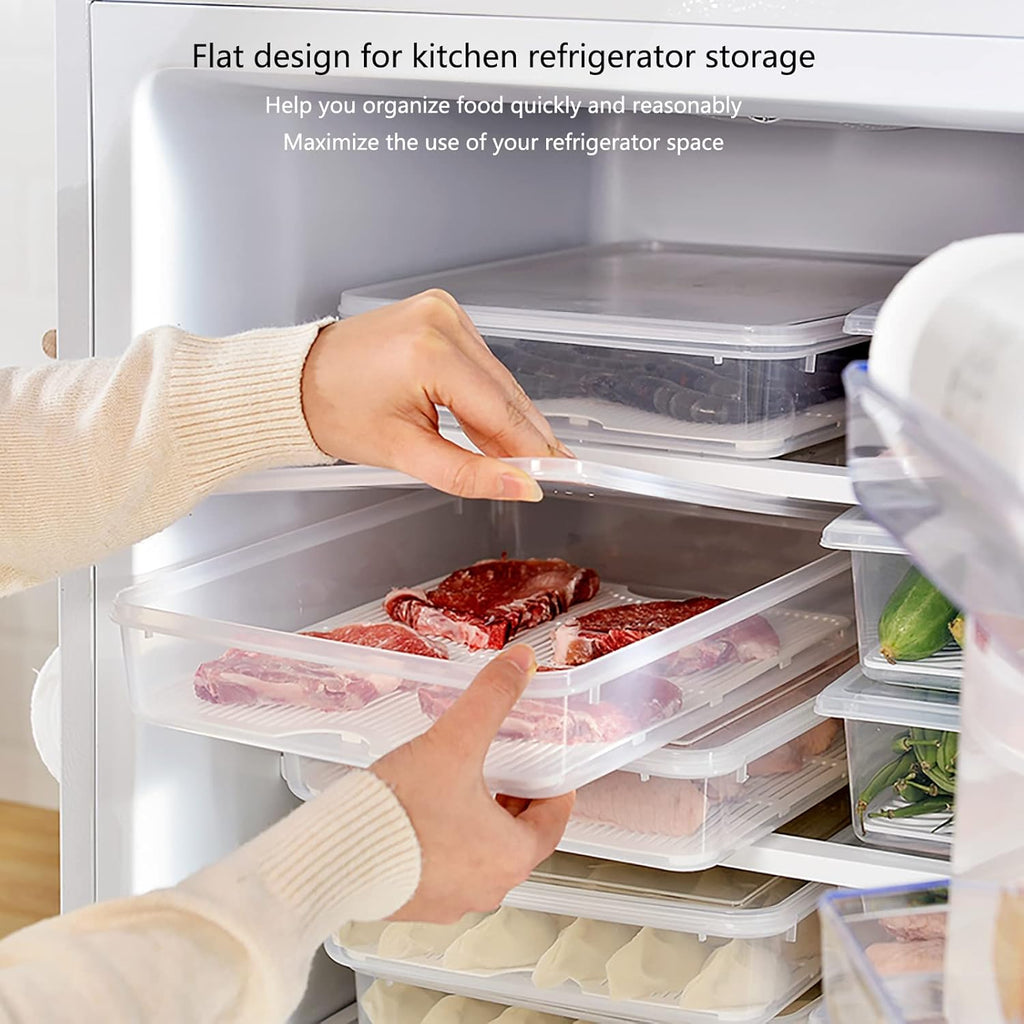3-Piece Plastic Refrigerator Organizer Bin with Airtight Lids V32094