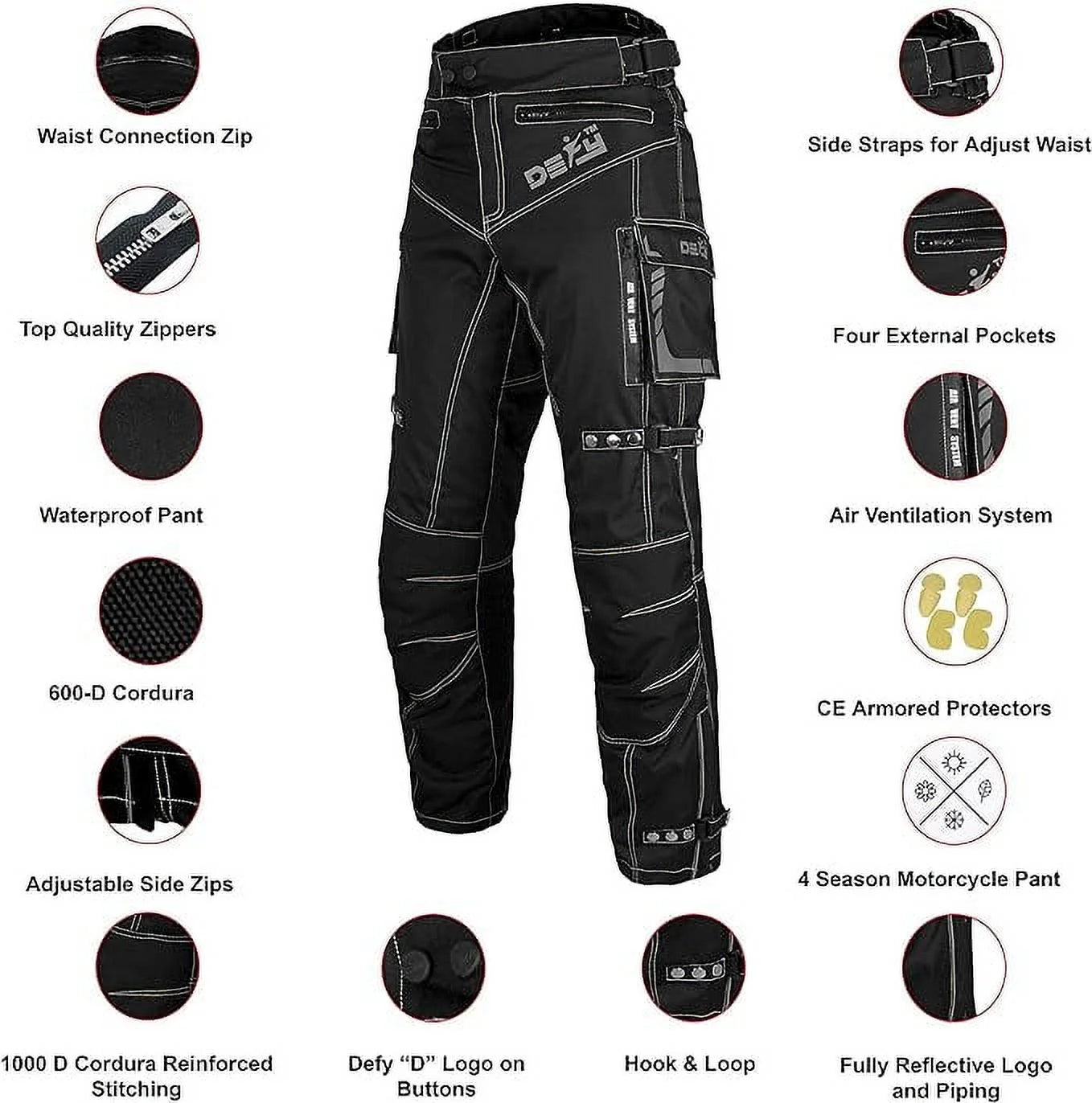 Motorcycle Pants Removable CE Armored W-32" INS-34" C781182