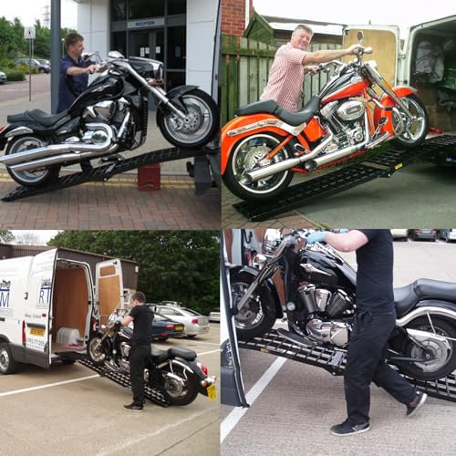 6.5FT Folding Aluminum Motorcycle Ramp with Load Straps V5077