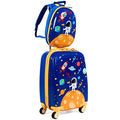 2Pc Kid Carry On Luggage Set, 12" & 18" Suitcase with 4 Spinner Wheels D7283