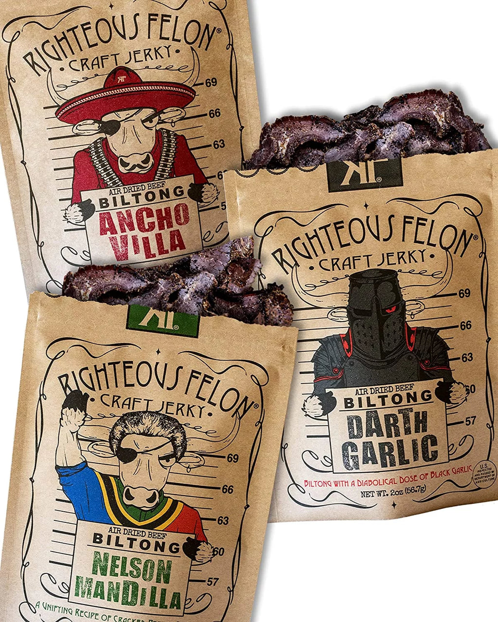 2 oz Bags Beef Jerky Variety Pack 3 Pack P852369
