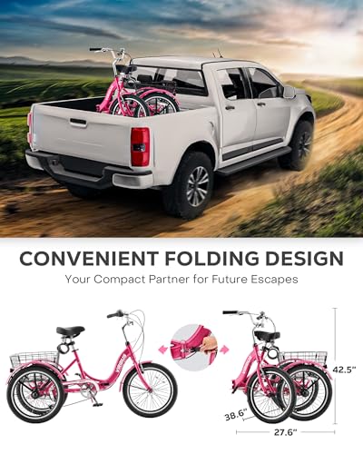 20 inch 7 Speed Folding Adult Tricycle with Dual Chain N41601