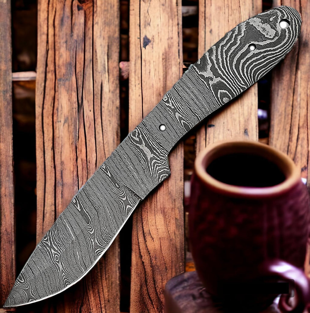 Damascus Steel Full Tang Blank Blade Knife U92648