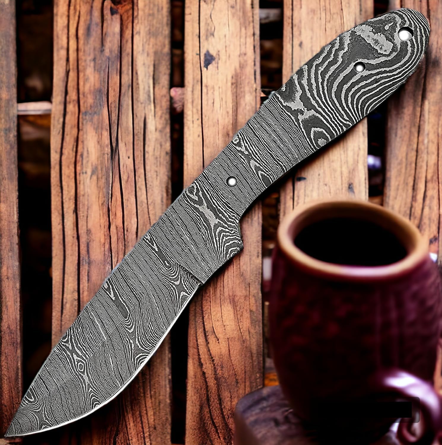 Damascus Steel Full Tang Blank Blade Knife U92648