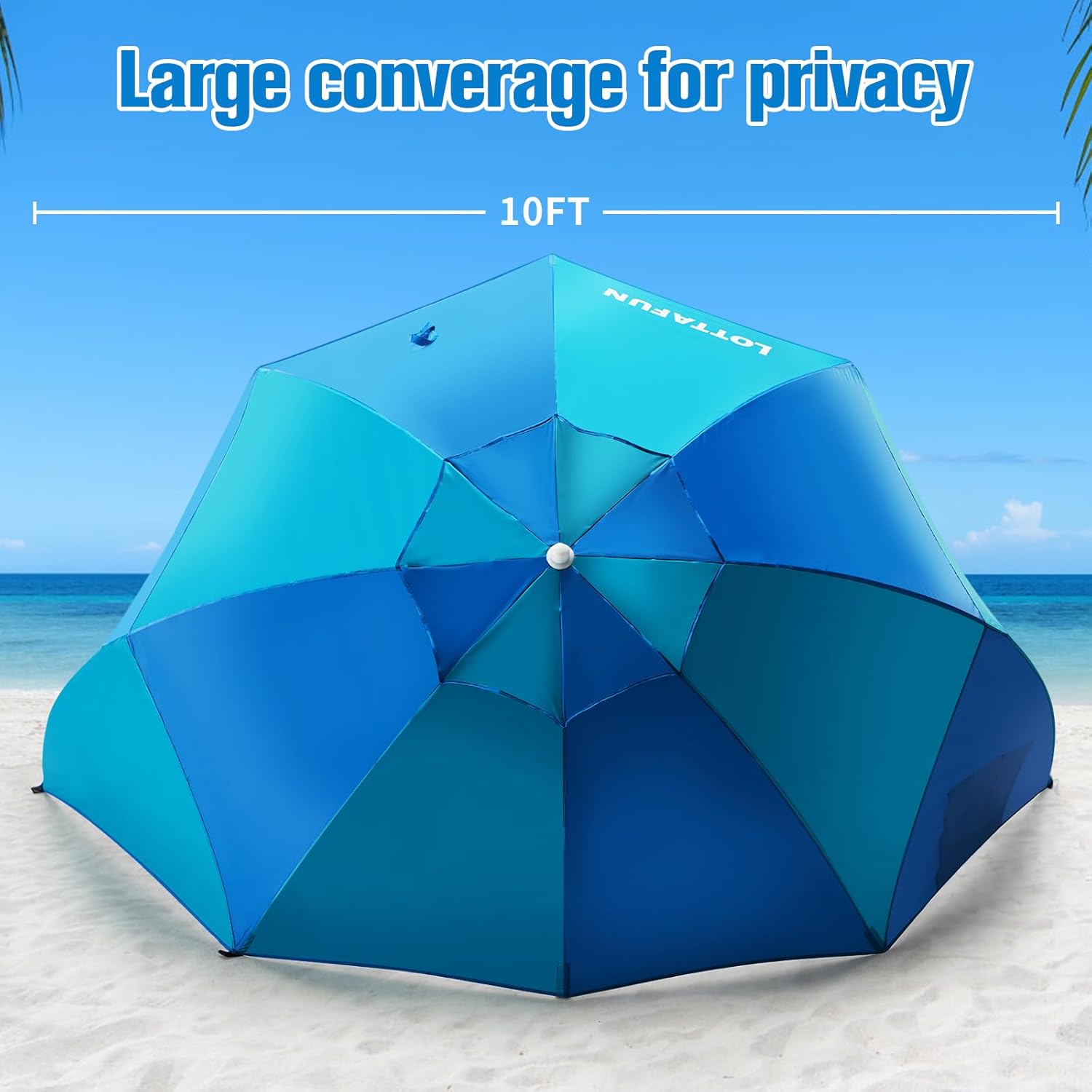 10-Foot Blue Green UPF 50+ Umbrella Shelter B6064