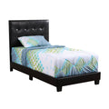Black Faux Leather Twin Bed Q611795