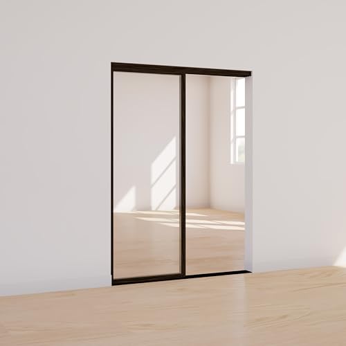 Silver 48" x 80" 2-Pane Sliding Glass Doors with Aluminum Framed Tempered Glass M6157