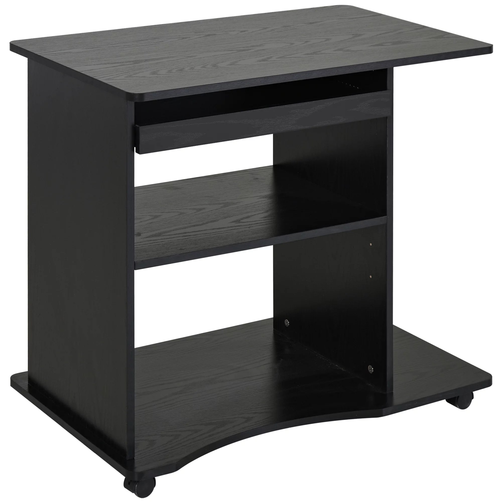 Black Mobile Computer Desk with Keyboard Tray K231