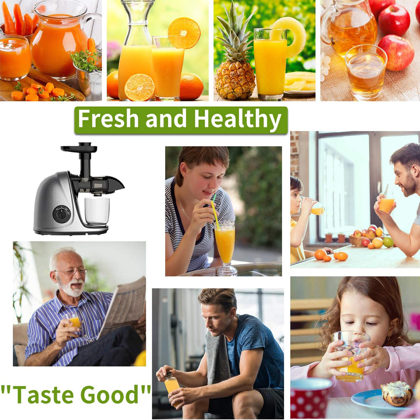 Cold Press Slow Juicer with 2-Speed Modes (Grey) J50692