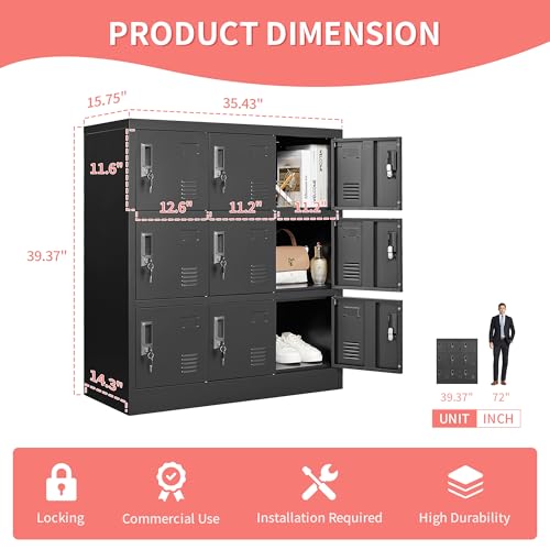 Black Steel Office Storage Locker with Doors S430