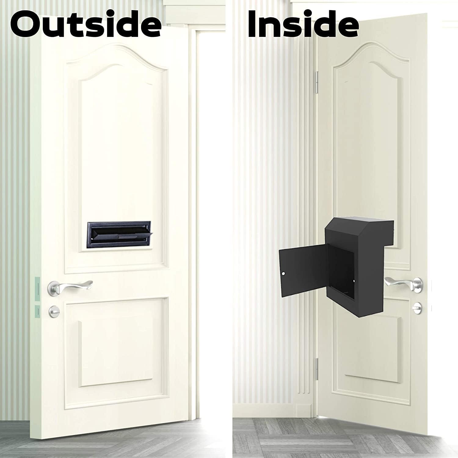 Through The Door Locking Steel Mailbox with Rear Access (Black) J24190