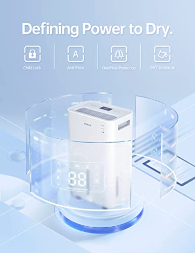 Dehumidifier with Auto or Manual Drainage, 36 db Noise Reducing, 3 Operation Modes U84170