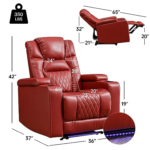 Brown PU Leather Electric Recliner Chair with LED Lights G7211
