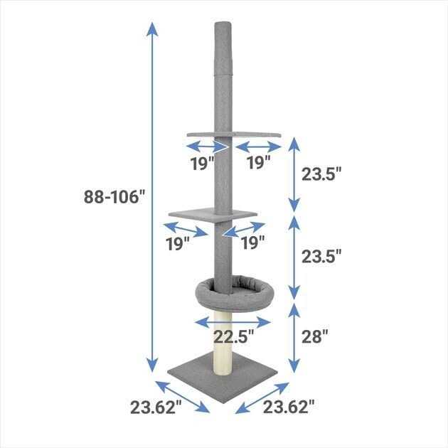 88 to 106-in 3 Level Floor to Ceiling Heavy Duty Cat Tower S285359