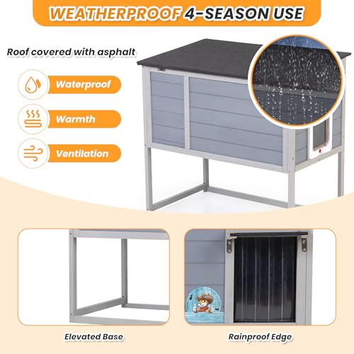 Weatherproof Insulated Outdoor Cat House with PVC Curtain M542