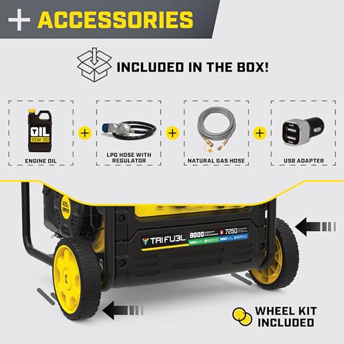 9000-Watt Electric Start Tri Fuel Portable Open Frame Inverter Generator A5121