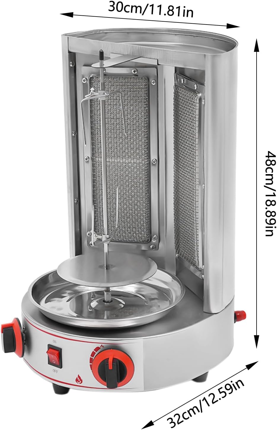 Stainless Countertop Gas Vertical Broiler Rotisserie Grill with 2 Burners E5382