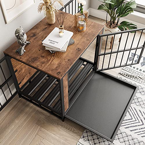 Metal and Wooden Dog Crate with 3 Doors I865196