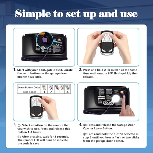 4 Button Garage Door Opener Remote with Keychain K4813