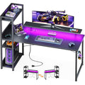 40 Inch Carbon Fiber Black Gaming Desk with USB Charging Port and LED Lights M305