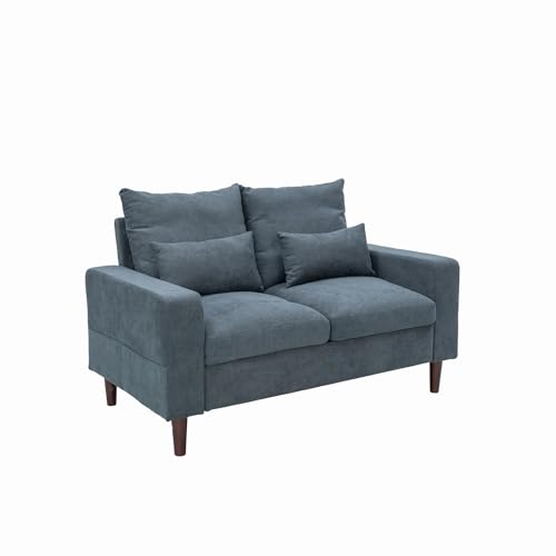 Small Loveseat Sofa Upholstered Couch Black Leather-like 2 Seater Y592
