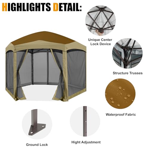 Camouflage 6 Sided Instant Screened Canopy Tent U488691
