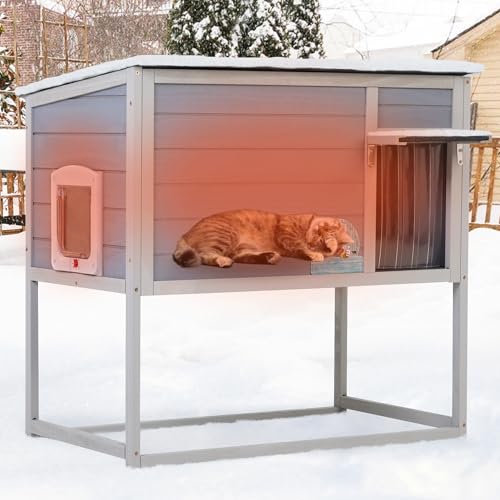 Weatherproof Insulated Outdoor Cat House with PVC Curtain M542