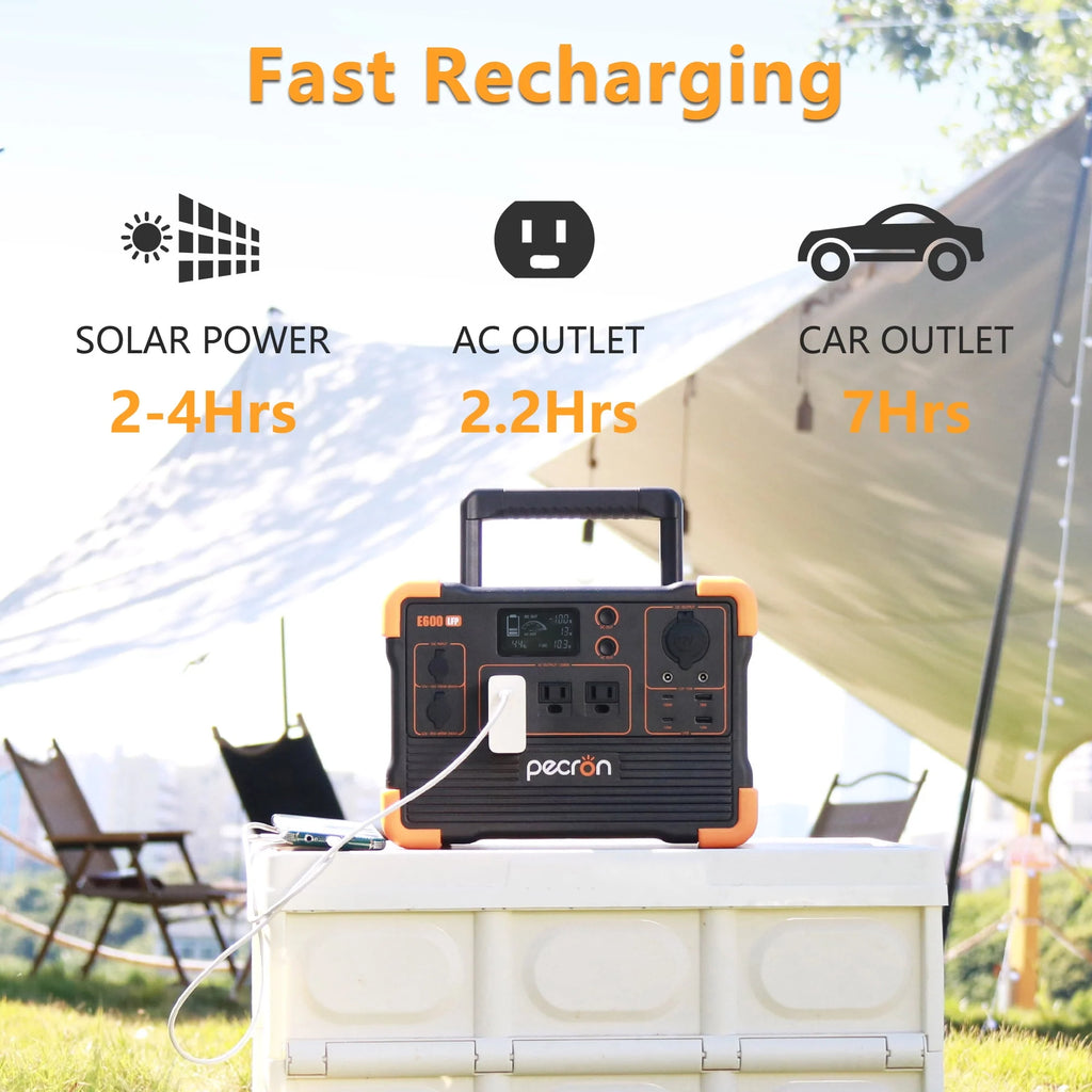 Portable Power Station 614Wh 1200W LiFePO4 Battery Solar Generator J3407