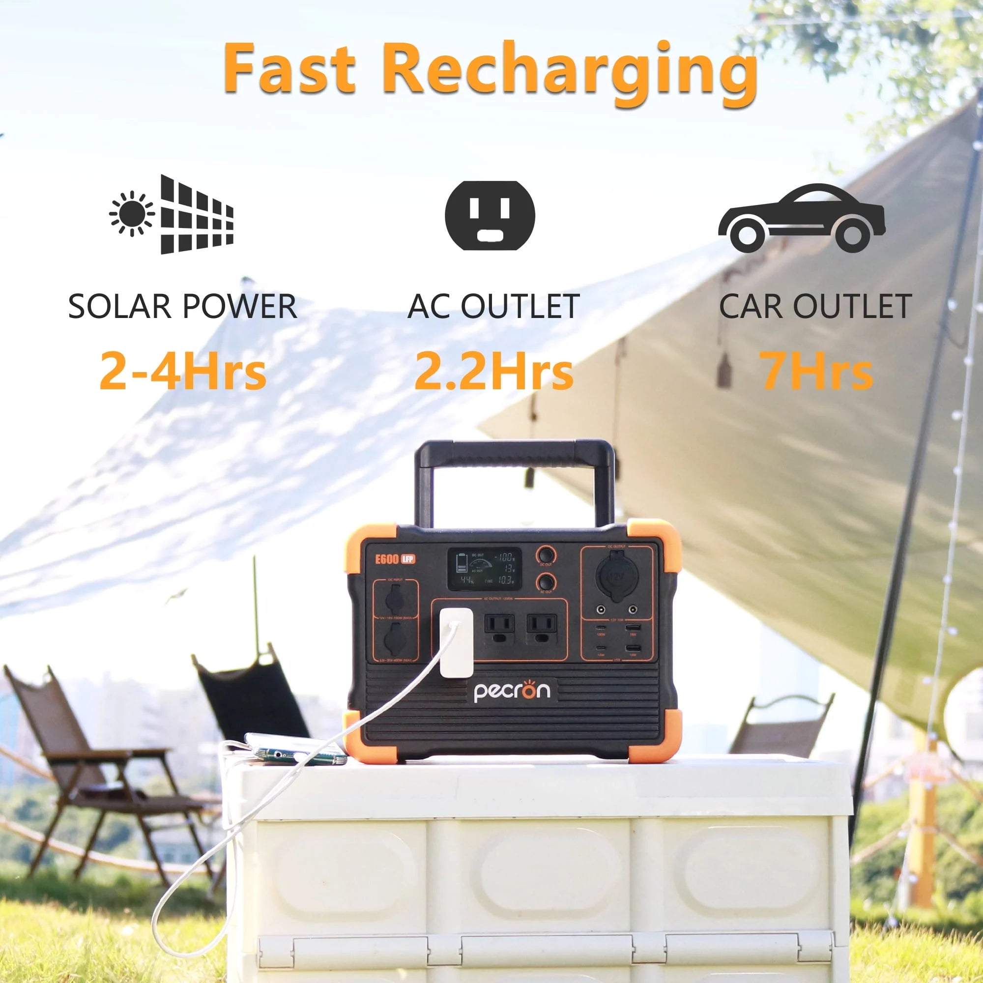 Portable Power Station 614Wh 1200W LiFePO4 Battery Solar Generator J3407