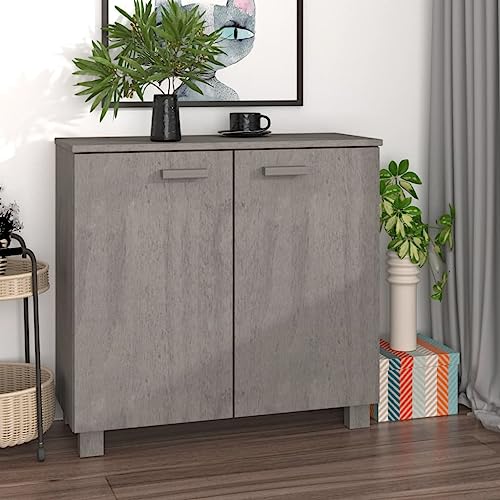 Light Gray Solid Wood Pine Sideboard with 2 Doors Q394