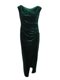 Plus Size Ruched Velvet Gown C84226