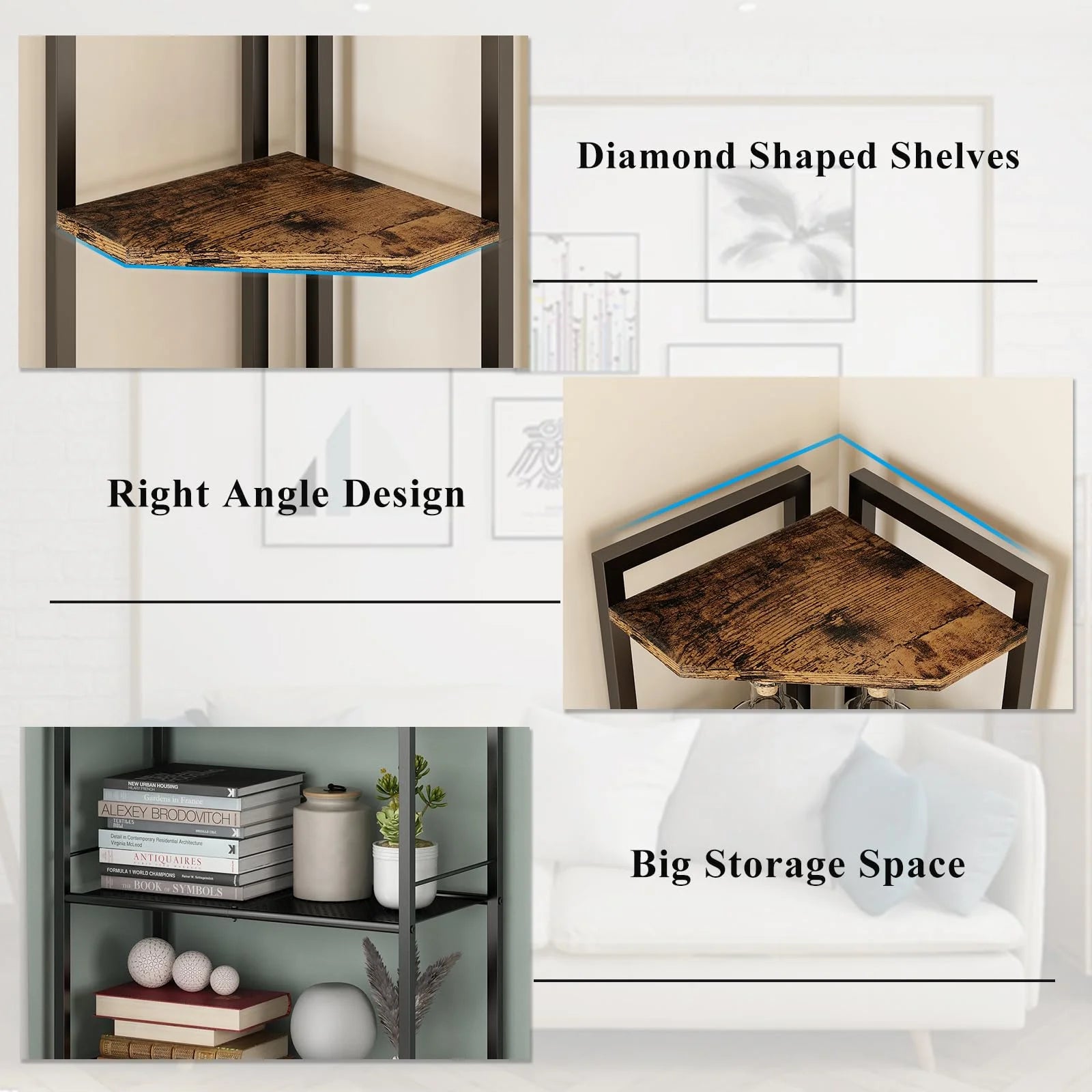 Black 5 Tier Corner Shelf W224159