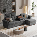 Beige Microfiber L Shaped Sectional Sofa with Storage Chaise H25164