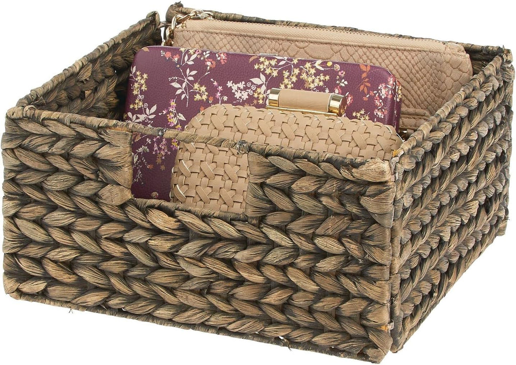 Brown Wash Woven Hyacinth Storage Bin Basket 4 Pack K806
