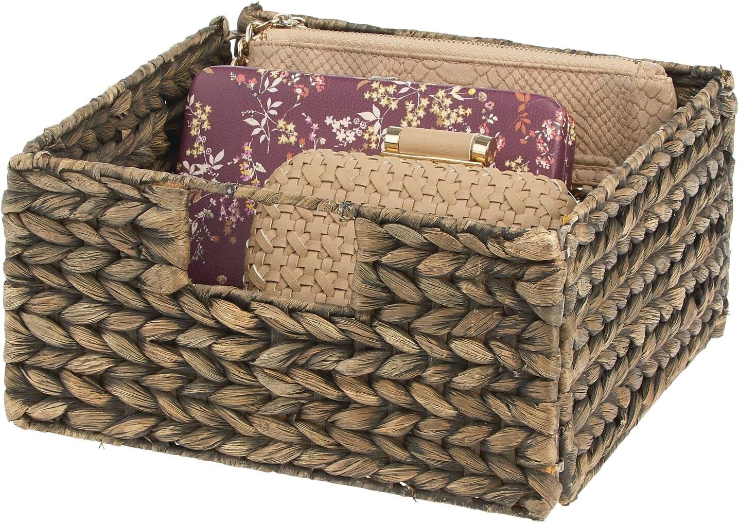 Brown Wash Woven Hyacinth Storage Bin Basket 4 Pack K806